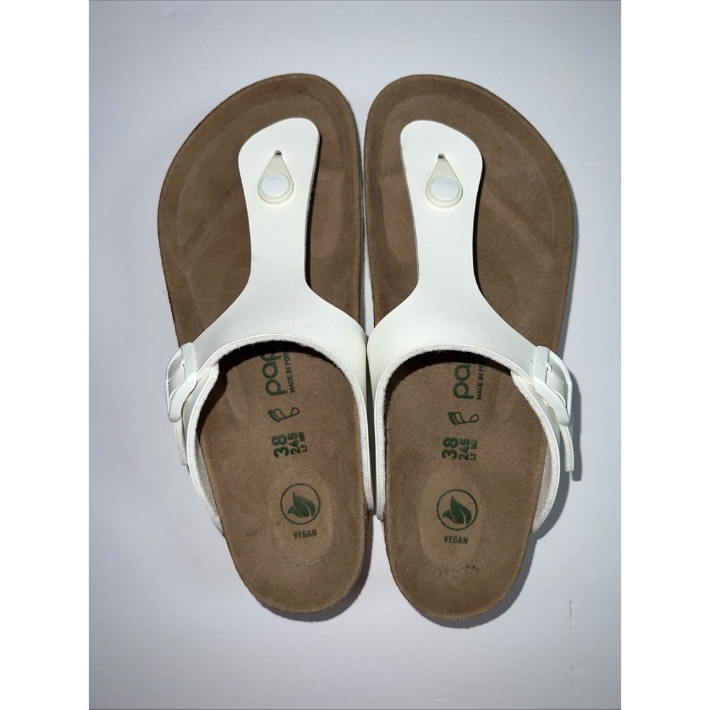 Papillio Birkenstock Vegan Gizeh Platform White Sandals EU 38 Narrow Shoes